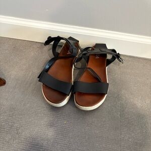 MIA Black Leather Platform‎ Sandals with Adjustable Ankle Fastening Size 6.5